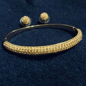 Swarovski gold bangle bracelet + earrings